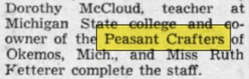 Peasant Crafters - Aug 1950 Article
